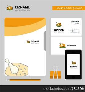 Chicken meat Business Logo, File Cover Visiting Card and Mobile App Design. Vector Illustration