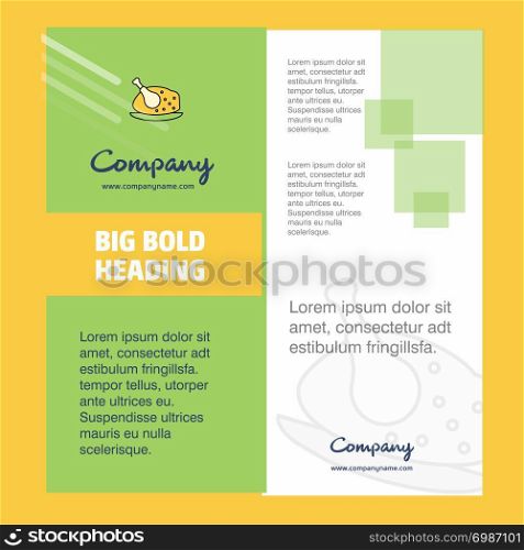 Chicken meat Company Brochure Title Page Design. Company profile, annual report, presentations, leaflet Vector Background