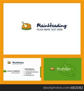 Chicken meat Logo design with Tagline & Front and Back Busienss Card Template. Vector Creative Design