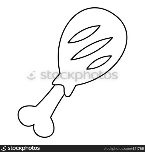 Chicken meat on the bone icon. Outline illustration of chicken meat on the bone vector icon for web. Chicken meat on the bone icon, outline style