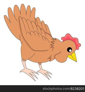 chicken poultry animal pecking food. vector design illustration art