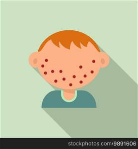 Chicken pox kid boy icon. Flat illustration of chicken pox kid boy vector icon for web design. Chicken pox kid boy icon, flat style