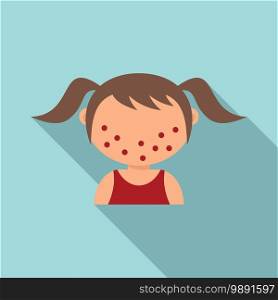 Chicken pox kid girl icon. Flat illustration of chicken pox kid girl vector icon for web design. Chicken pox kid girl icon, flat style