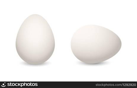 Chicken realistic egg. Template for easter holiday isolate on white background. Vector illustration white single animal egg for cooking. Chicken realistic egg. Template for easter holiday. Vector white single animal egg
