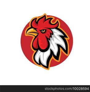 chicken Rooster head mascot logo isolated on white background
