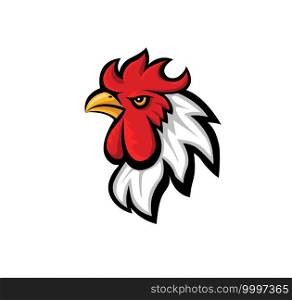 chicken Rooster head mascot logo isolated on white background