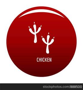 Chicken step icon. Simple illustration of chicken step vector icon for any design red. Chicken step icon vector red