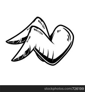 Chicken wings on white background. Design element for logo, label, sign, poster, card, banner, flyer. Vector illustration