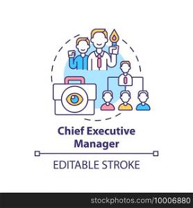 Chief executive manager concept icon. Top management positions. Corporate executives managing organization. Job idea thin line illustration. Vector isolated outline RGB color drawing. Editable stroke. Chief executive manager concept icon