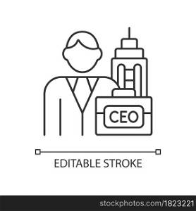 Chief executive RGB linear icon. Ceo of corporation. Chief executive officer, administrator. Thin line customizable illustration. Contour symbol. Vector isolated outline drawing. Editable stroke. Chief executive RGB linear icon