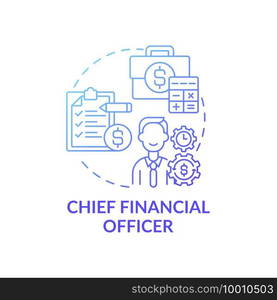 Chief financial officer concept icon. Top management positions. Managing financial spendings of company. Money idea thin line illustration. Vector isolated outline RGB color drawing. Chief financial officer concept icon