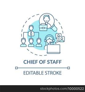 Chief of staff concept icon. Company top management jobs. Advisor to chief executive. Businessman idea thin line illustration. Vector isolated outline RGB color drawing. Editable stroke. Chief of staff concept icon