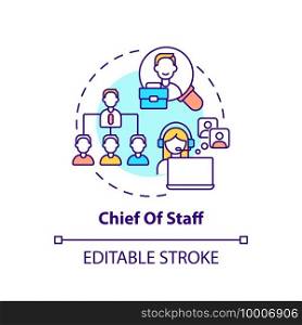 Chief of staff concept icon. Company top management jobs. Advisor to chief executive. Business idea thin line illustration. Vector isolated outline RGB color drawing. Editable stroke. Chief of staff concept icon