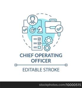 Chief operating officer concept icon. Top management positions. Check administrative functions of company. Job idea thin line illustration. Vector isolated outline RGB color drawing. Editable stroke. Chief operating officer concept icon