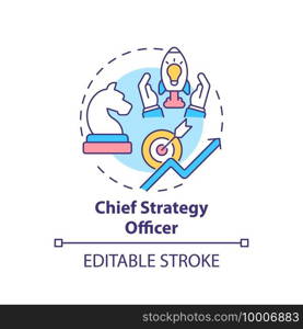 Chief strategy officer concept icon. Top management positions. Developing corporate initiatives. Business idea thin line illustration. Vector isolated outline RGB color drawing. Editable stroke. Chief strategy officer concept icon