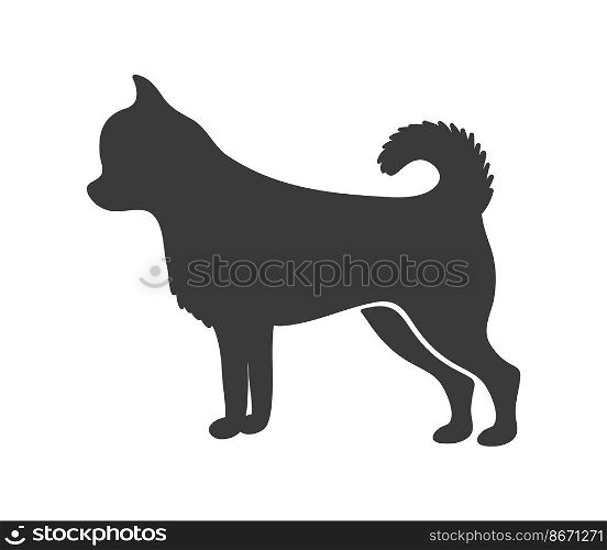 Chihuahua silhouette. Graphic drawing dog, canine symbol, vector icon isolated on white background. Chihuahua silhouette. Graphic drawing dog, canine symbol, vector icon