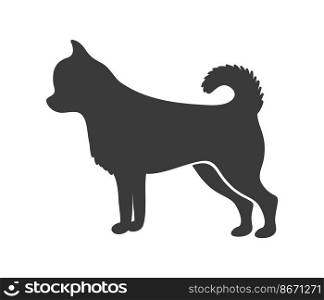 Chihuahua silhouette. Graphic drawing dog, canine symbol, vector icon isolated on white background. Chihuahua silhouette. Graphic drawing dog, canine symbol, vector icon