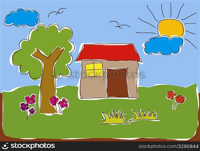 Child&acute;s Drawing of House