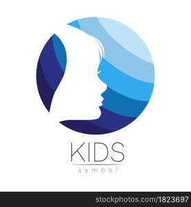 Child Blue Vector Logotype vector Silhouette profile human head. Concept logo for people, children, autism, kids, therapy, clinic, education. Child Blue Vector Logotype vector Silhouette profile human head. Concept logo for people, children, autism, kids, therapy, clinic, education.