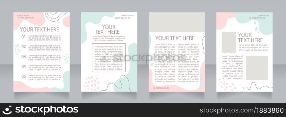 Child care blank brochure layout design. Babysitting service. Vertical poster template set with empty copy space for text. Premade corporate reports collection. Editable flyer paper pages. Child care blank brochure layout design