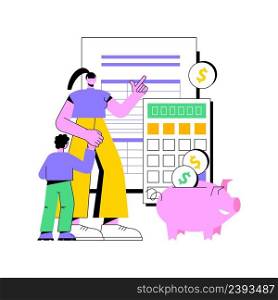 Child care expense deduction abstract concept vector illustration. Dependent care costs, benefit plan, tax return, taxable income, family budget, bank transfer, paycheck abstract metaphor.. Child care expense deduction abstract concept vector illustration.