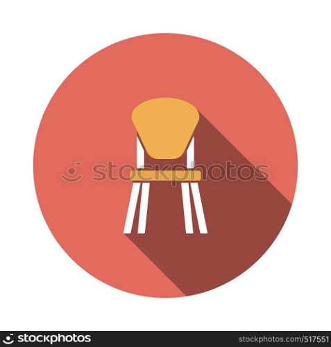 Child Chair Icon. Flat Circle Stencil Design With Long Shadow. Vector Illustration.