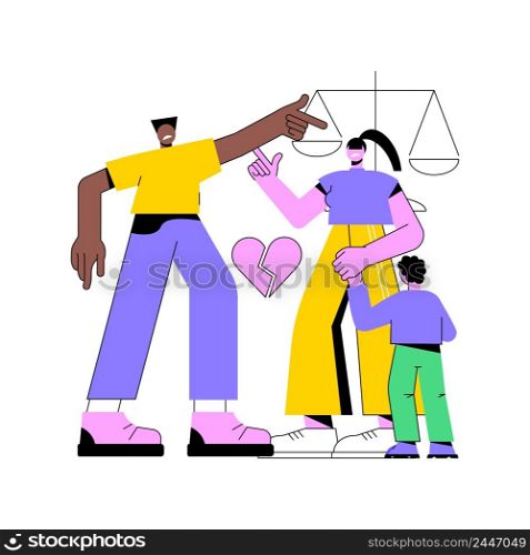 Child custody abstract concept vector illustration. Child cart, marriage dissolution, family conflict, parents divorce, visitation rights, break up, family law, alimony abstract metaphor.. Child custody abstract concept vector illustration.