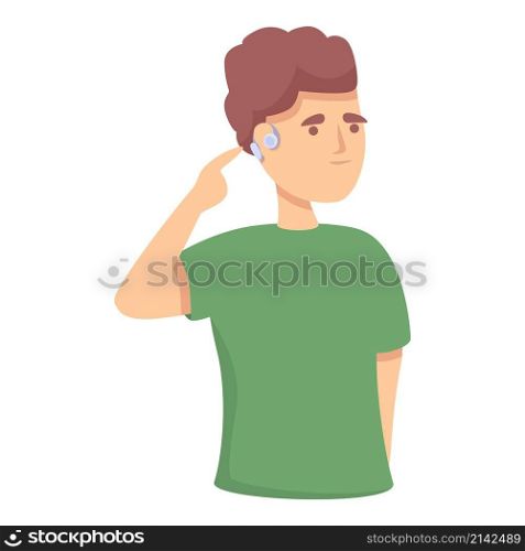 Child deaf icon cartoon vector. People disabled. Listen worker. Child deaf icon cartoon vector. People disabled
