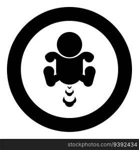 Child farts puffing icon in circle round black color vector illustration image solid outline style simple. Child farts puffing icon in circle round black color vector illustration image solid outline style