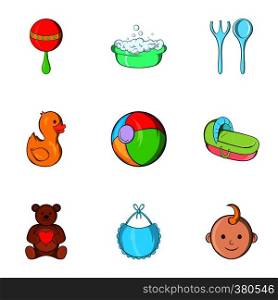 Child icons set. Cartoon illustration of 9 child vector icons for web. Child icons set, cartoon style