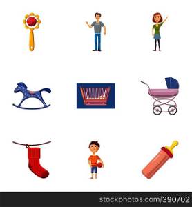 Child icons set. Cartoon illustration of 9 child vector icons for web. Child icons set, cartoon style