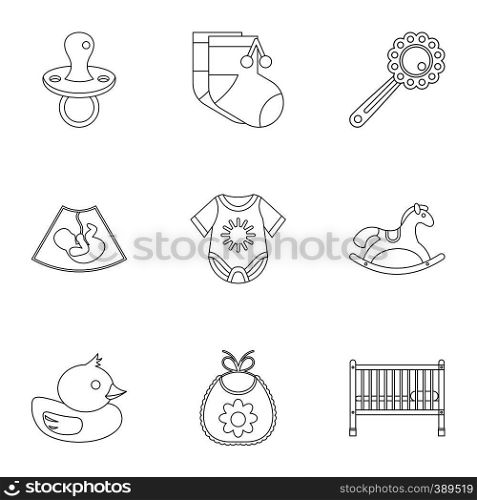 Child icons set. Outline illustration of 9 child vector icons for web. Child icons set, outline style