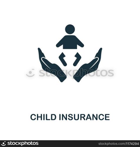Child Insurance creative icon. Simple element illustration. Child Insurance concept symbol design from insurance collection. Can be used for mobile and web design, apps, software, print.. Child Insurance icon. Line style icon design from insurance icon collection. UI. Illustration of child insurance icon. Pictogram isolated on white. Ready to use in web design, apps, software, print.