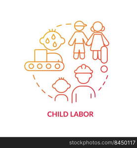 Child labour red gradient concept icon. Poverty and lack of education. Cause of overpopulation abstract idea thin line illustration. Isolated outline drawing. Myriad Pro-Bold fonts used. Child labour red gradient concept icon