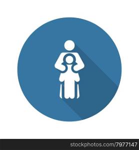 Child Life Protection Icon. Flat Design. Isolated Illustration. Long Shadow.. Child Life Protection Icon. Flat Design.
