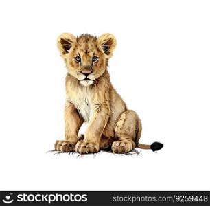 Child lion watercolor. Vector illustration desing.