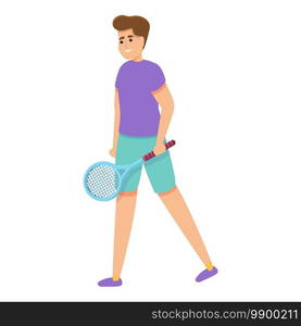 Child plays tennis icon. Cartoon of child plays tennis vector icon for web design isolated on white background. Child plays tennis icon, cartoon style