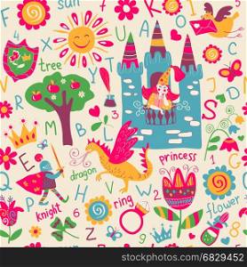 Child seamless pattern. Child seamless pattern, fairy tale wallpaper, background