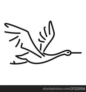 Child stork icon outline vector. Fly bird. Cute stork. Child stork icon outline vector. Fly bird