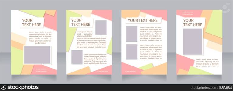 Child supervision service blank brochure layout design. Day care. Vertical poster template set with empty copy space for text. Premade corporate reports collection. Editable flyer paper pages. Child supervision service blank brochure layout design
