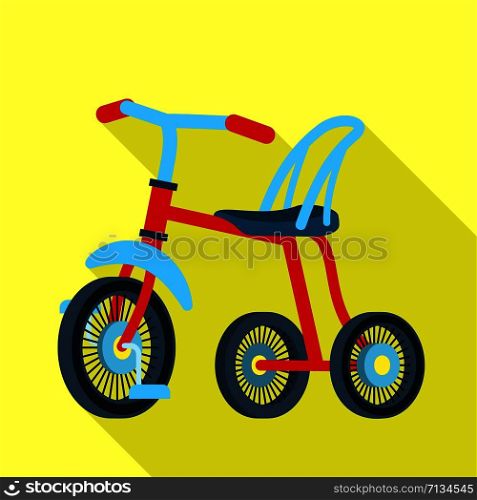 Child tricycle icon. Flat illustration of child tricycle vector icon for web design. Child tricycle icon, flat style