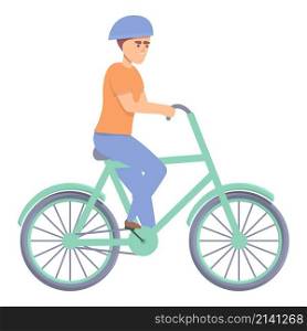 Child wearing helmet on bicycle icon cartoon vector. Children bike. Cyclist boy. Child wearing helmet on bicycle icon cartoon vector. Children bike