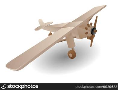 child wooden airplane on a white background