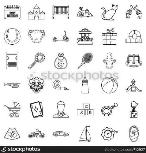 Childbearing icons set. Outline style of 36 childbearing vector icons for web isolated on white background. Childbearing icons set, outline style