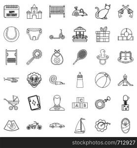 Childbearing icons set. Outline style of 36 childbearing vector icons for web isolated on white background. Childbearing icons set, outline style