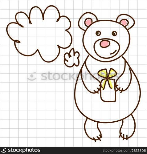 Childe drawing greeting card with cute bear