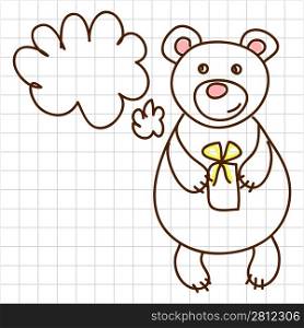 Childe drawing greeting card with cute bear
