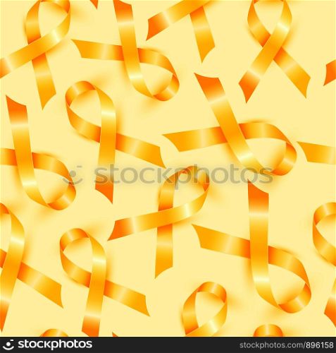 Childhood Cancer Day with symbol yellow ribbon seamless pattern. Childhood Cancer Day