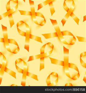 Childhood Cancer Day with symbol yellow ribbon seamless pattern. Childhood Cancer Day