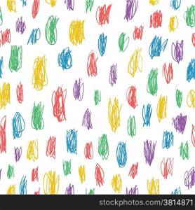 Childish doodles colorful seamless pattern. Vector
